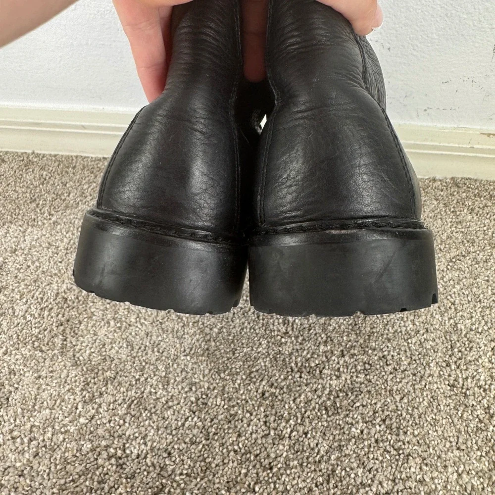 Polo Ralph Lauren Ranger Black Tumbled Leather Moc Toe Lug Sole Boots Mens 10.5D